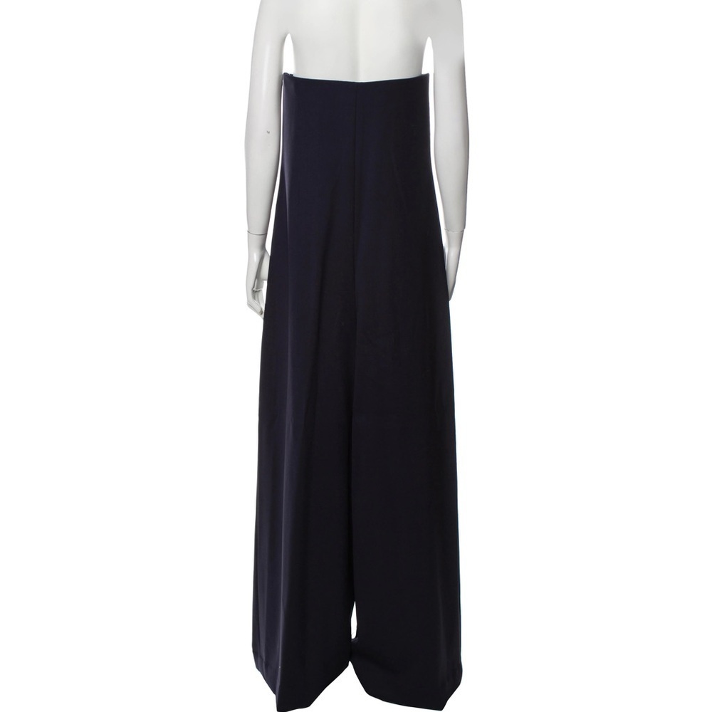 The Row Liu Bi-Stretch Virgin Double Wool Strapless Wide Leg Navy Blue Jumpsuit - Picture 6 of 7